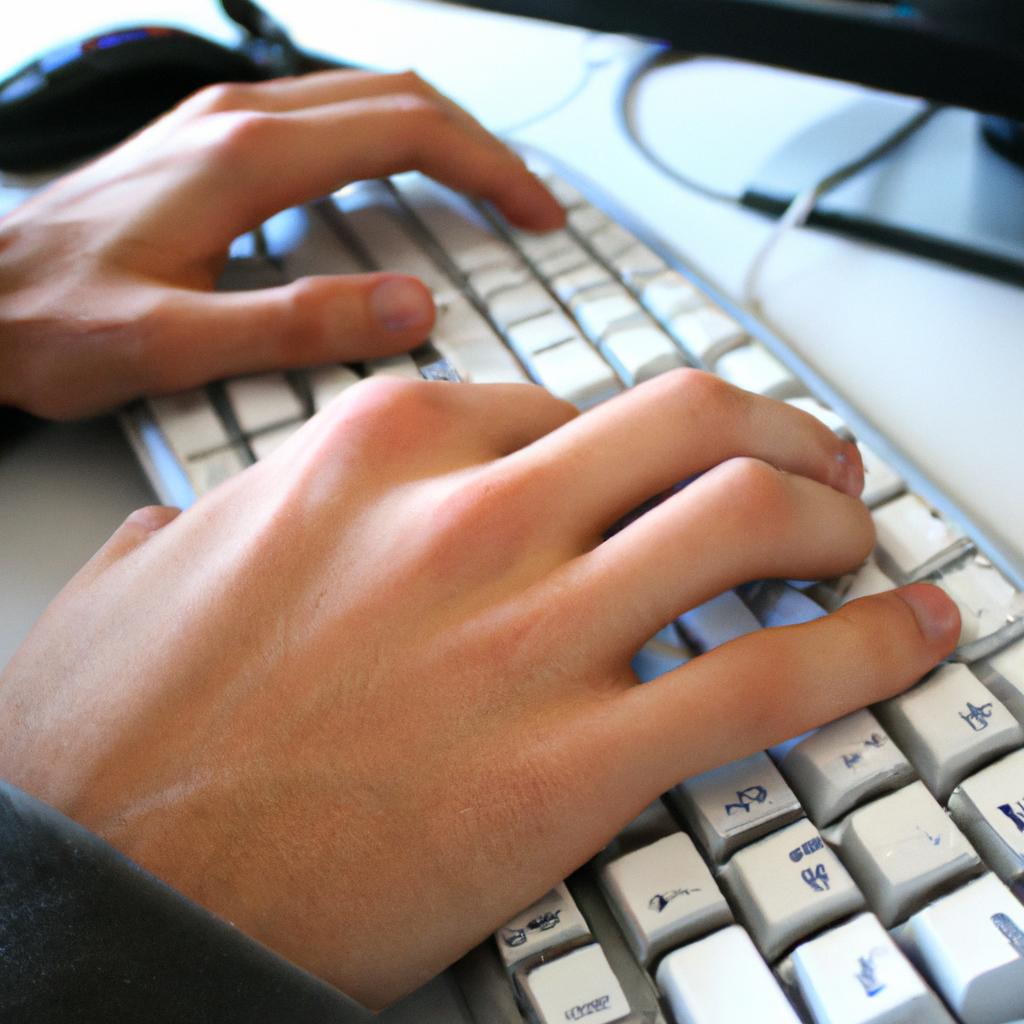 Person typing on a computer