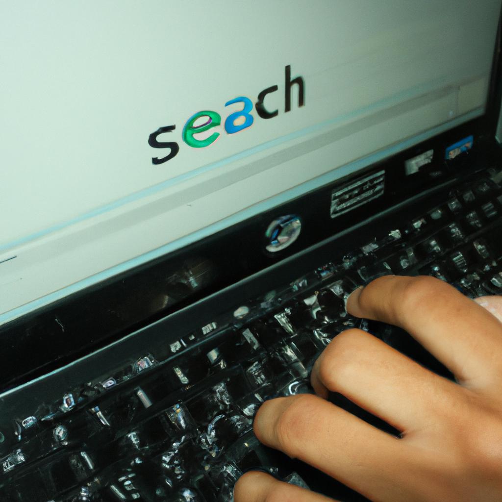 Person using computer search engine