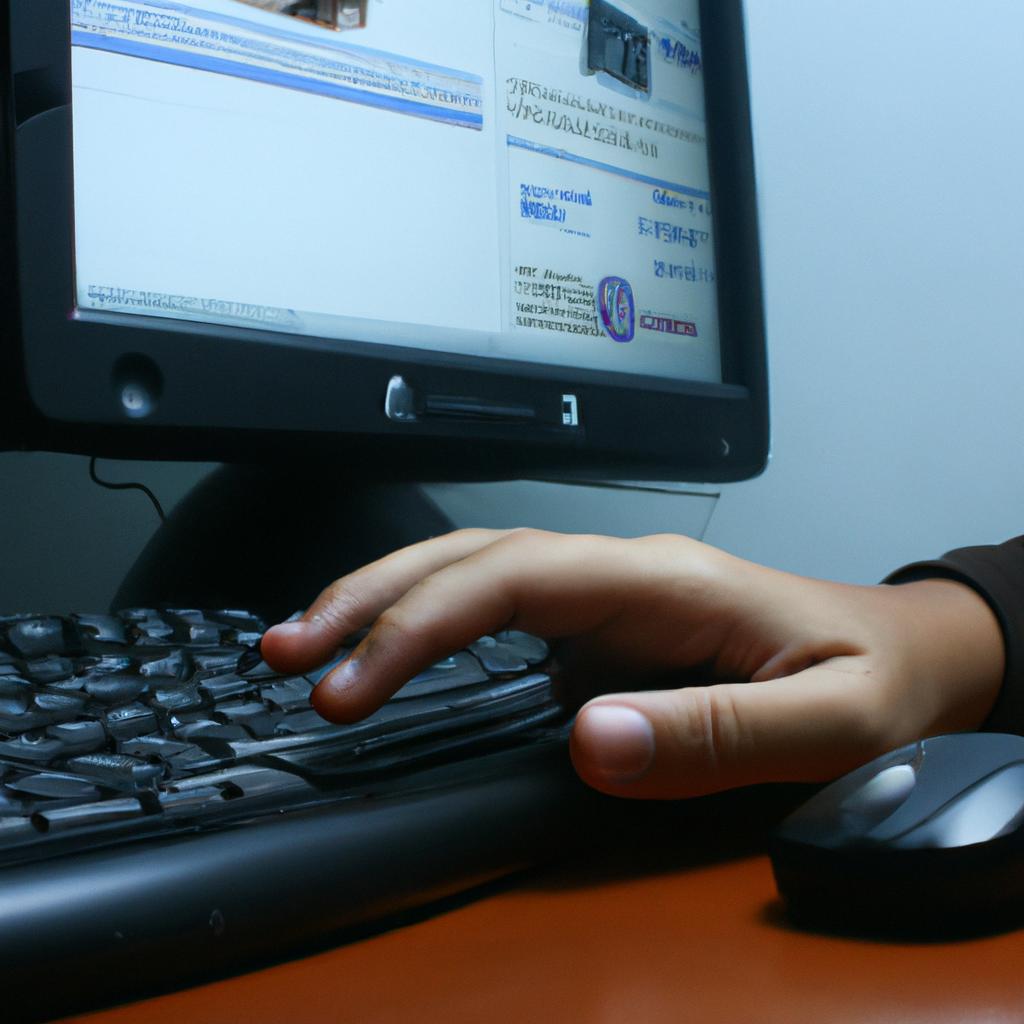 Person using computer for searching